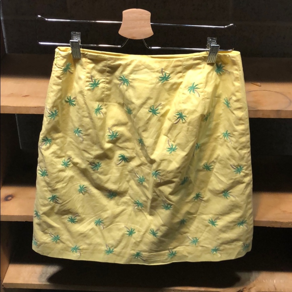 Yellow Talbots Palm Tree Skirt 4 Petite
